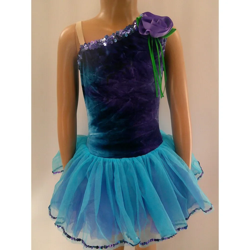 Pre-Owned Dance Costume Medium Child Blue A Wish Come True V553 Ballet Lyrical